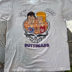 White Graphic Tee with Cartoon Print